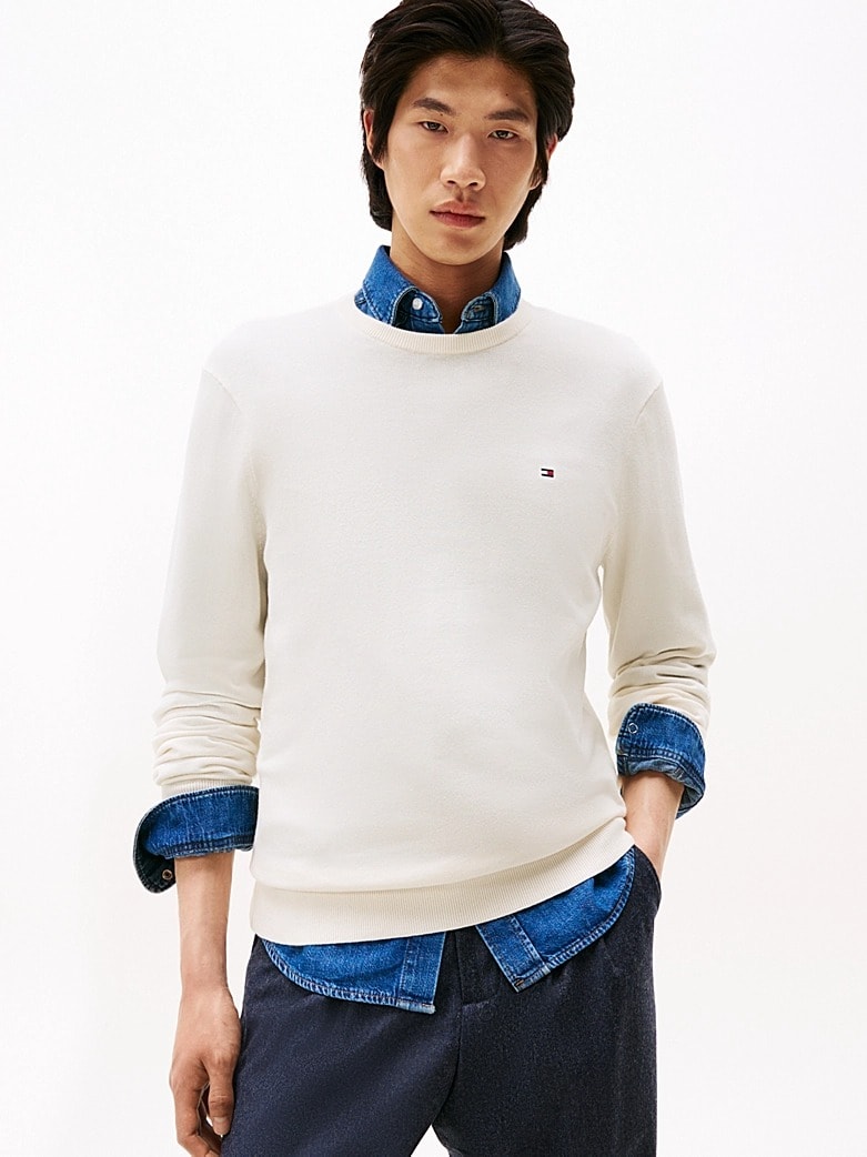 Tommy Hilfiger Erkek Beyaz Kazak