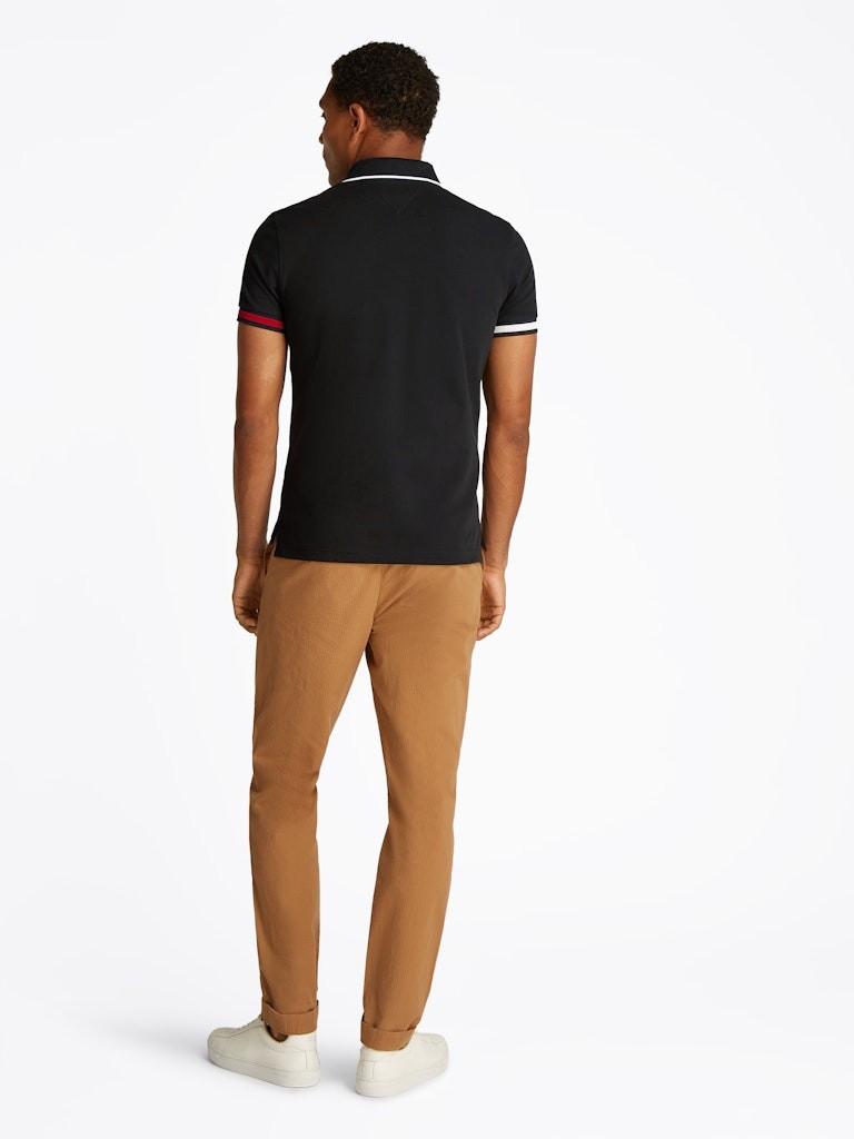 Tommy Hilfiger Organik Pamuk Siyah Erkek Kısa Kollu Düğmeli Polo Yaka T-Shirt - MW0MW38458BDS