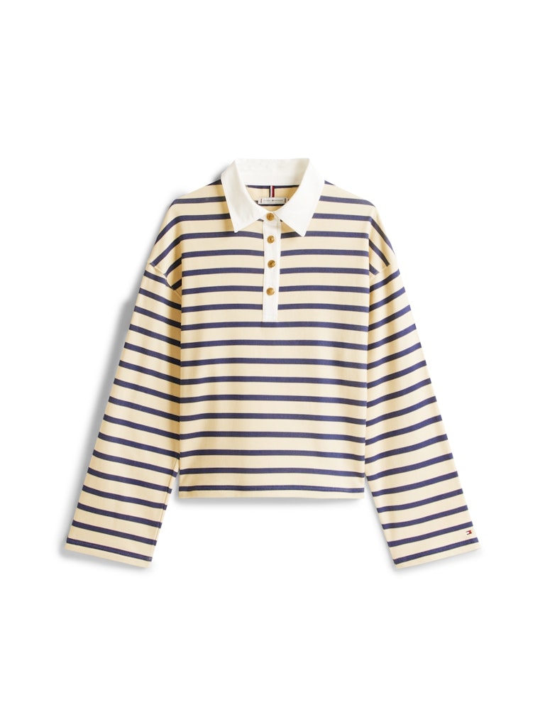 Tommy Hilfiger Kadın Kahverengi Polo Yaka Düğmeli Sweatshirt