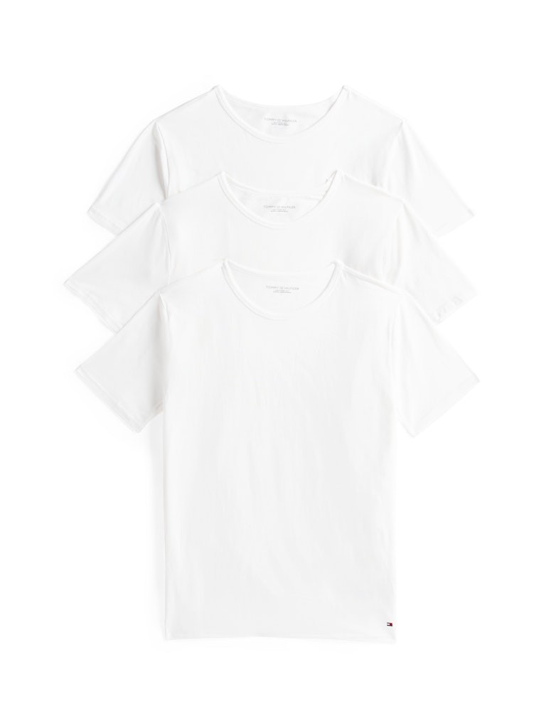 Tommy Hilfiger Rejeneratif Pamuk Beyaz Erkek 0 Yaka 3 lü Paket T-Shirt - UM0UM0337905E