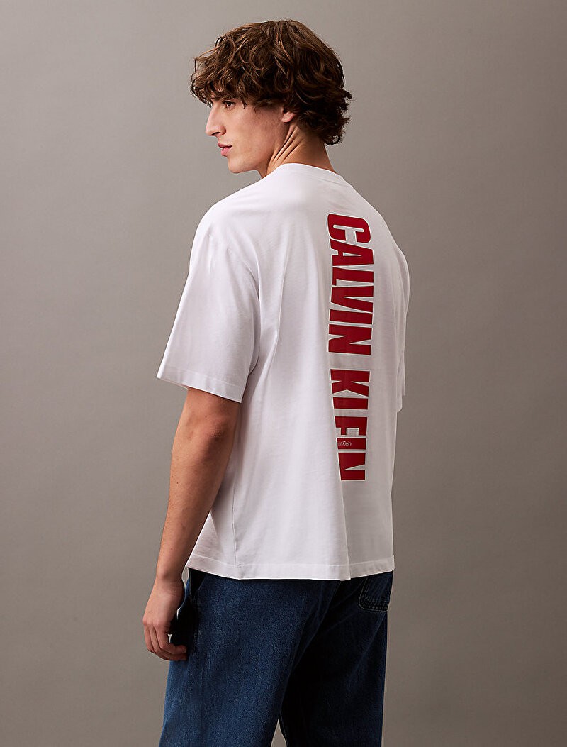 Calvin Klein Rejeneratif Pamuk Beyaz Erkek Kısa Kollu T-Shirt - LV04RB851GYAA
