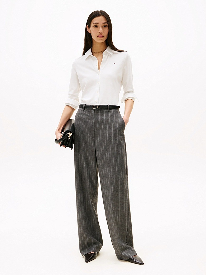 Tommy Hilfiger Kadın Beyaz Rahat Kesim Gömlek - WW0WW43528YBL