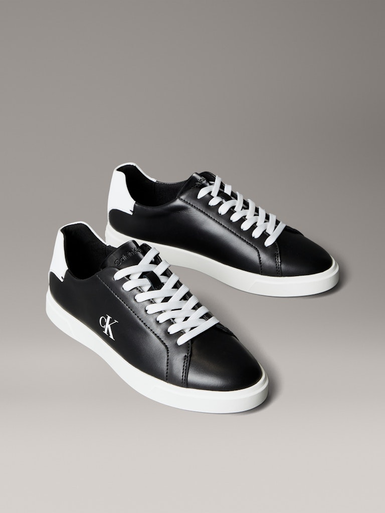 Calvin Klein Kadın Siyah Deri Kısa Taban Sneakers