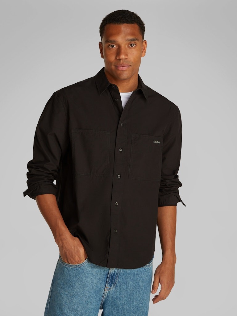 Calvin Klein Poplin Siyah Erkek Uzun Kollu Gömlek - J30J326721BEH