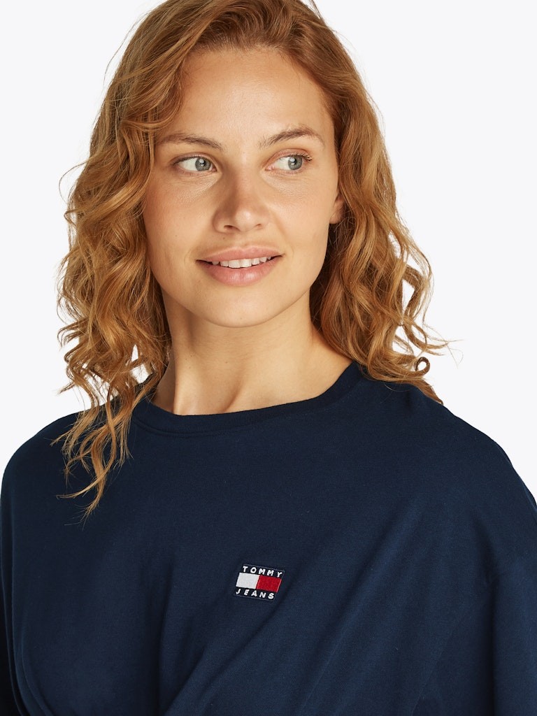 Tommy Hilfiger Rejeneratif Pamuk Mavi Kadın Kısa Kollu Crop T-Shirt - DW0DW20321C1G