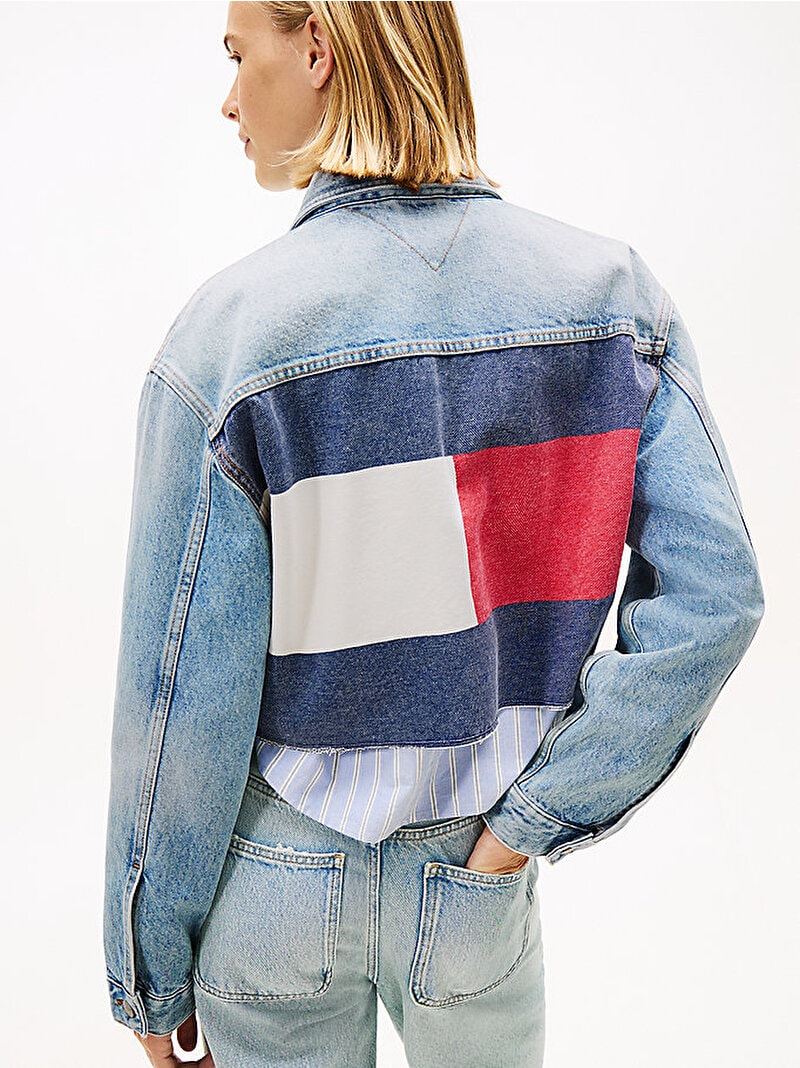 Tommy Hilfiger Kadın Cropped Trucker Denim Ceket