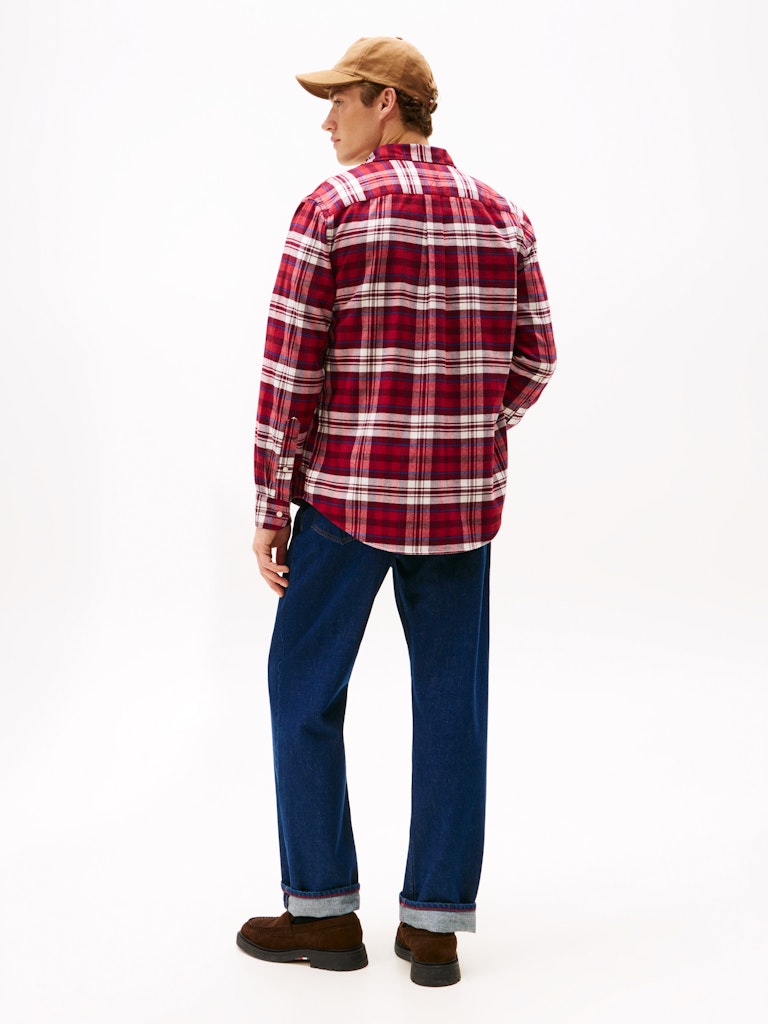 Tommy Hilfiger Erkek Flanel Normal Kesim Bordo Gömlek