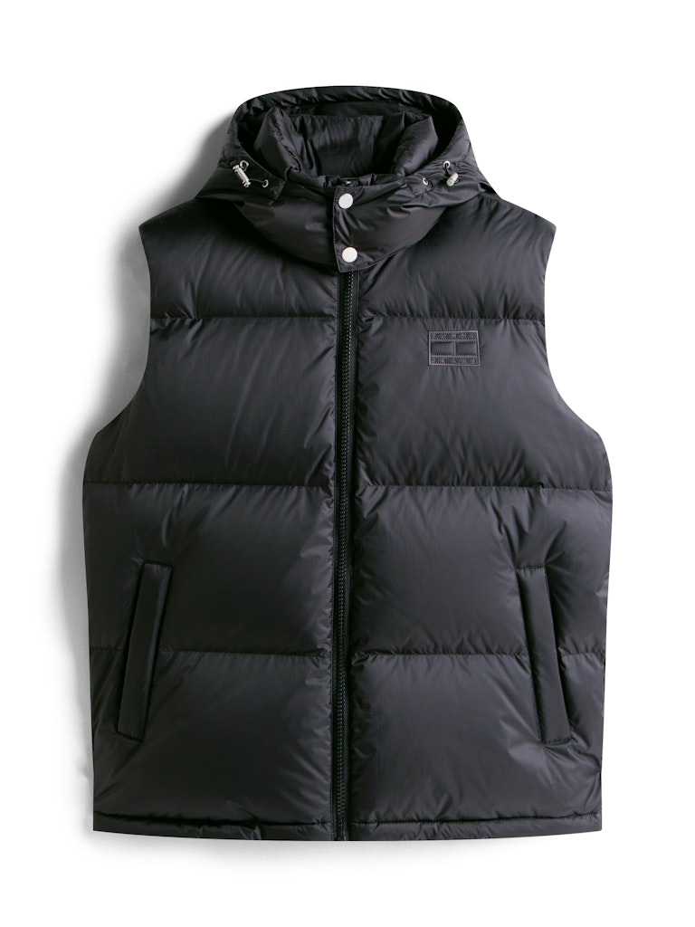 Tommy Hilfiger Erkek Kaz Tüyü Puffer Kapşonlu Siyah Yelek
