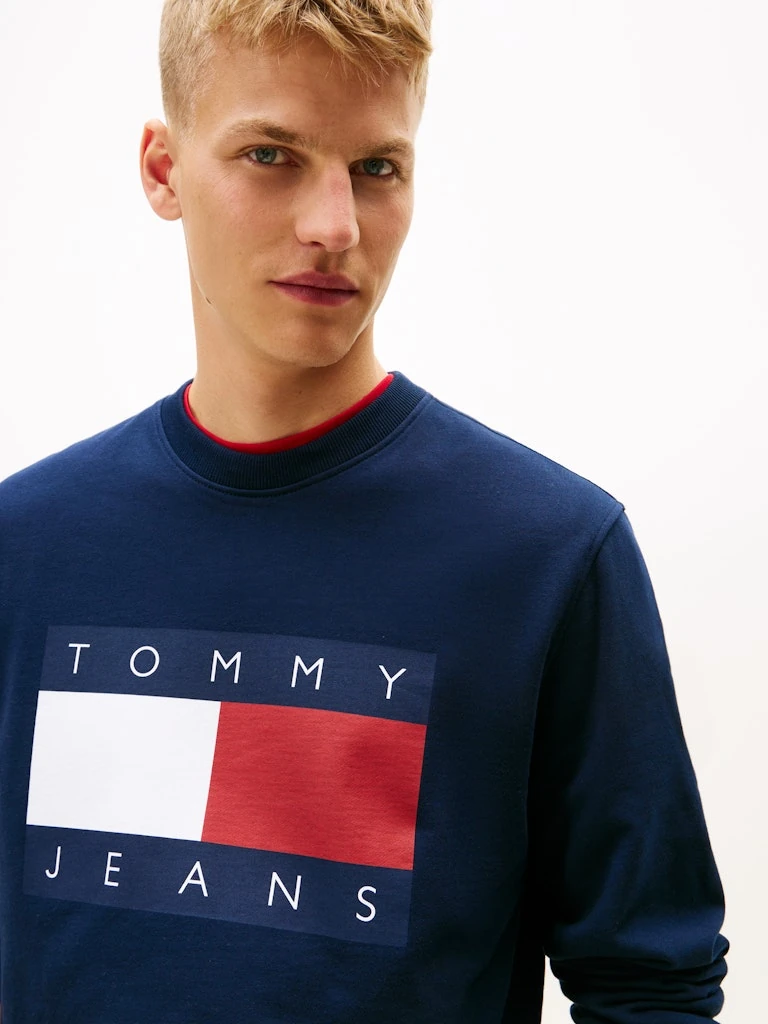 Tommy Hilfiger Erkek Lacivert Pamuk O Yaka Sweatshirt
