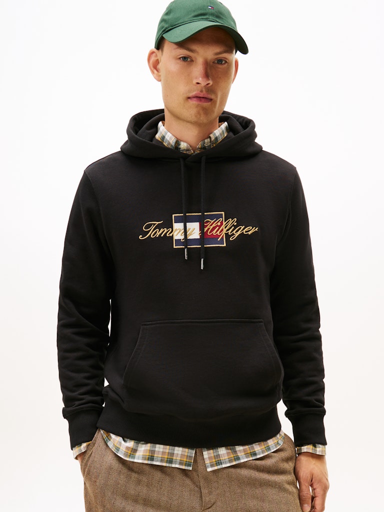 Tommy Hilfiger Erkek Kapşonlu Siyah Sweatshirt