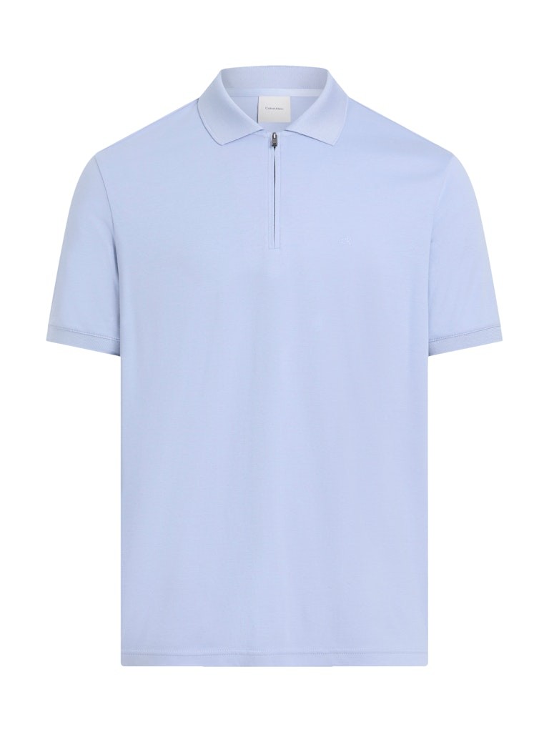 Calvin Klein Organik Pamuk Mavi Erkek Kısa Kollu Fermuarlı Polo Yaka T-Shirt - K10K112754DWE