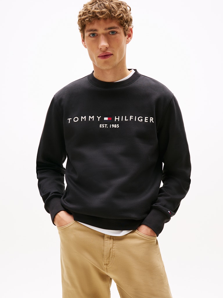 Tommy Hilfiger Erkek Siyah O Yaka Sweatshirt
