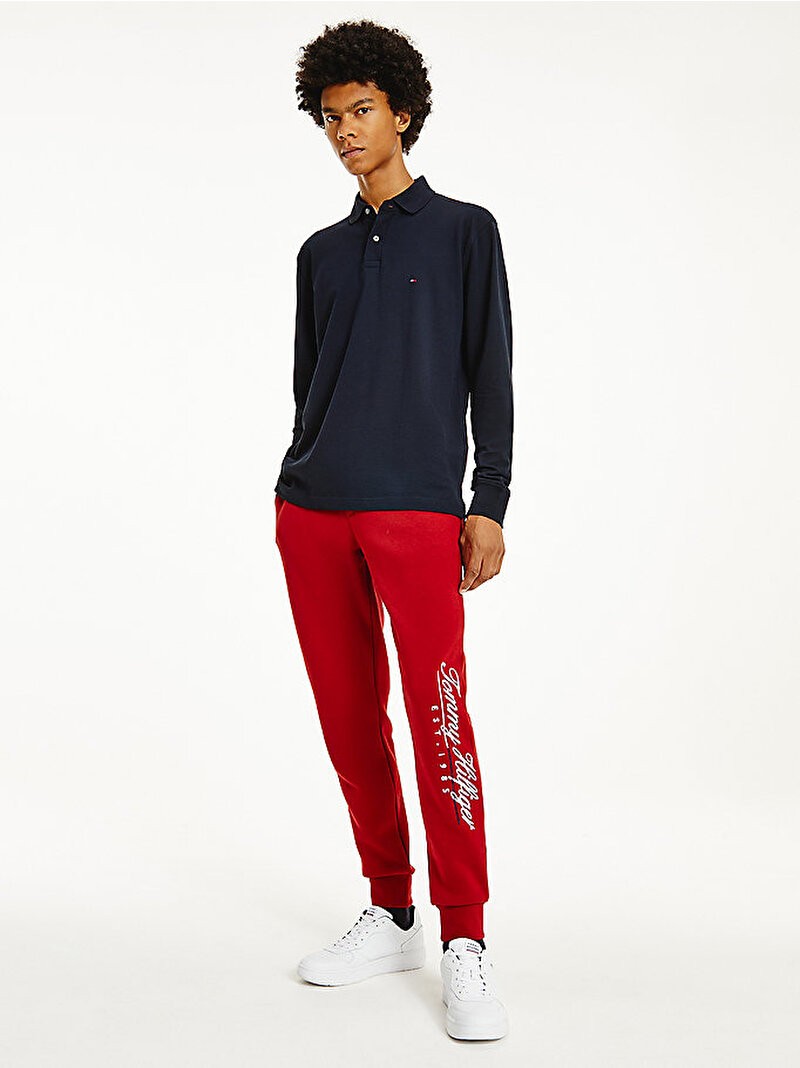 Tommy Hilfiger Erkek Lacivert Düğmeli Uzun Kollu Polo Yaka T Shirt - MW0MW20183DW5