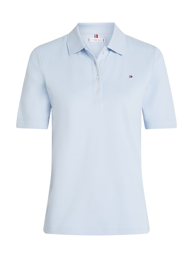 Tommy Hilfiger Rejeneratif Pamuk Mavi Kadın Kısa Kollu Düğmeli Polo Yaka T-Shirt - WW0WW43224C1O