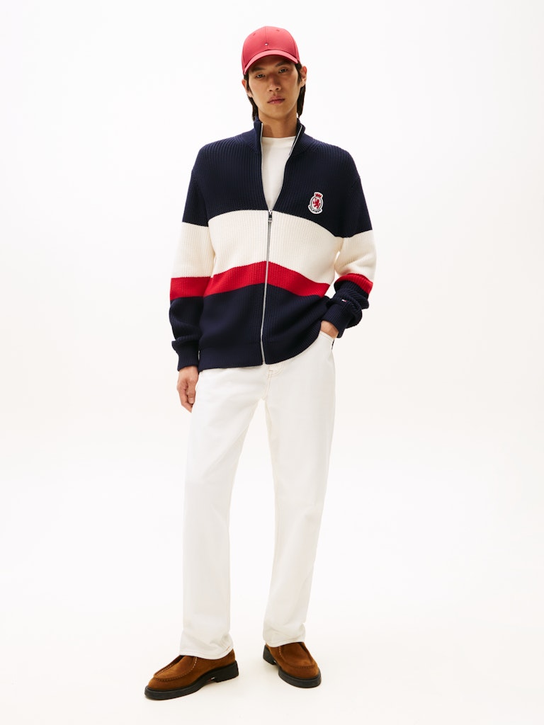 Tommy Hilfiger Erkek Tam Fermuar Lacivert Triko