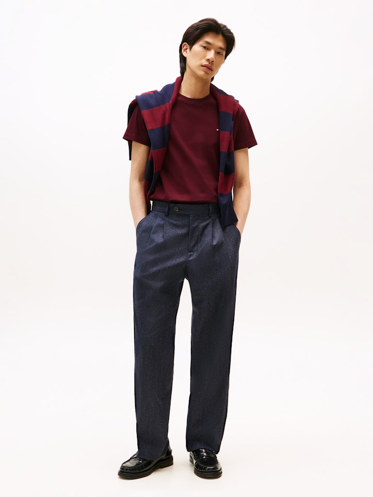 Tommy Hilfiger Erkek O Yaka Bayraklı Bordo T-Shirt