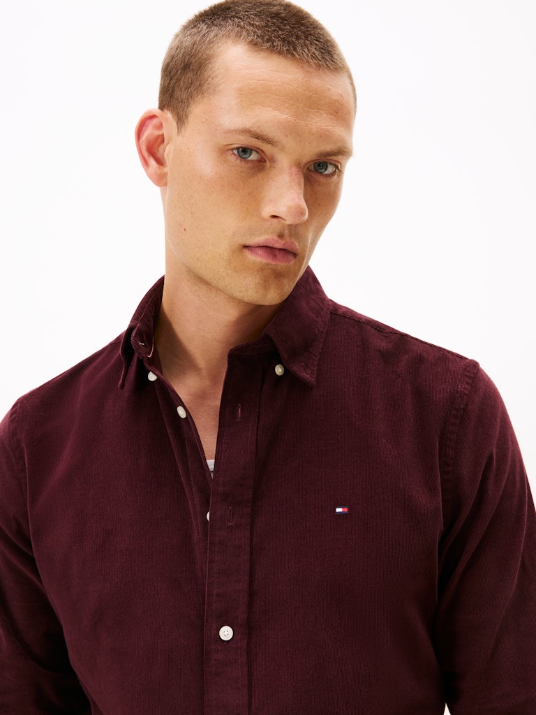 Tommy Hilfiger Erkek Normal Kesim Bordo Gömlek