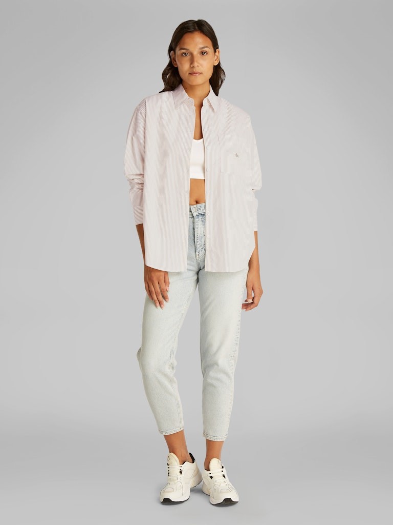 Calvin Klein Pamuk Beyaz Kadın Uzun Kollu Gömlek - J20J224436YAA