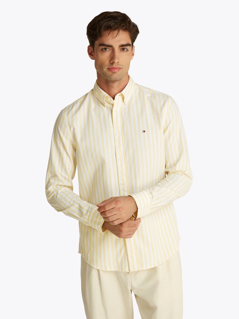 Tommy Hilfiger Poplin Sarı Erkek Uzun Kollu Gömlek - MW0MW391590FP