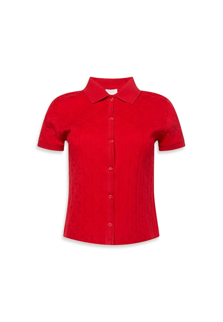 Calvin Klein Kadın Polo Yaka Kırmızı T-Shirt