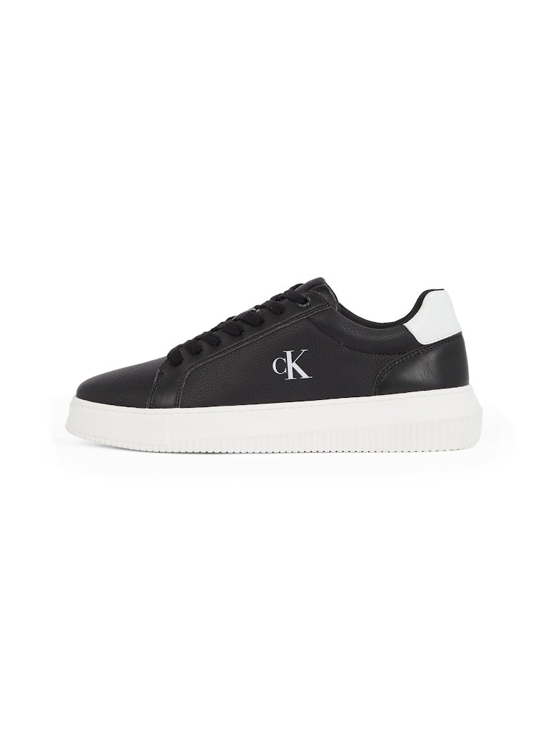 Calvin Klein Deri Siyah Erkek Kısa Taban Sneakers - YM0YM011980GN