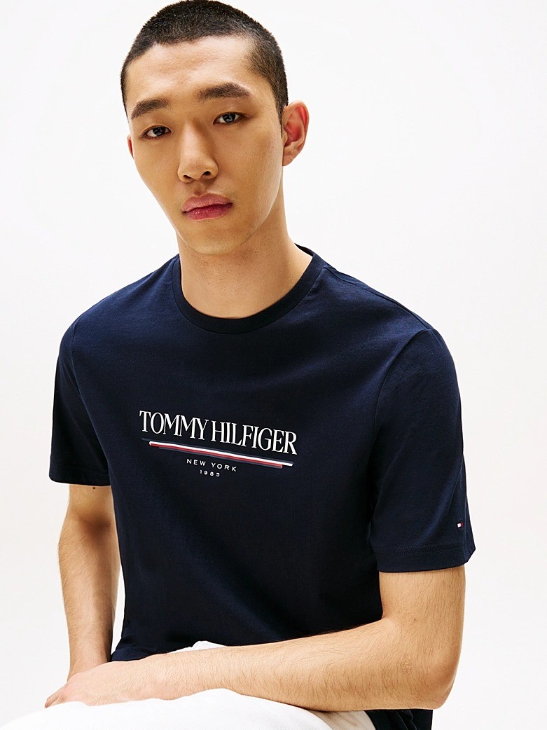 Tommy Hilfiger Erkek Lacivert O Yaka T Shirt - MW0MW40324DW5