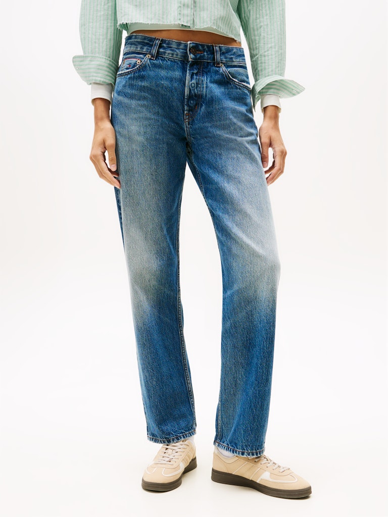 Tommy Hilfiger Kadın Mavi  Düz Kesim Kira Jean Pantolon