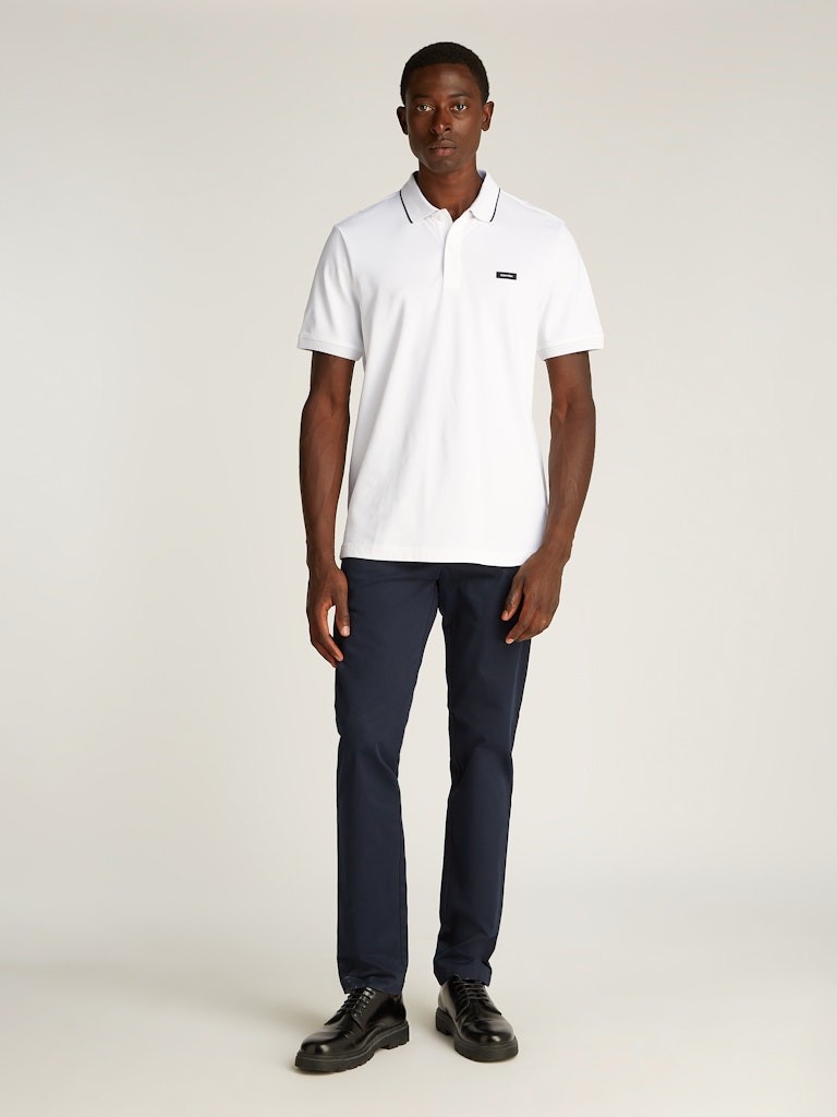 Calvin Klein Organik Pamuk Beyaz Erkek Kısa Kollu Düğmeli Polo Yaka T-Shirt - K10K114141YAF