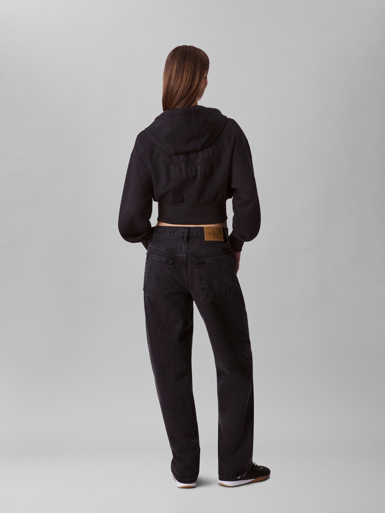 Calvin Klein Kadın Siyah Tam Fermuarlı Sweatshirt