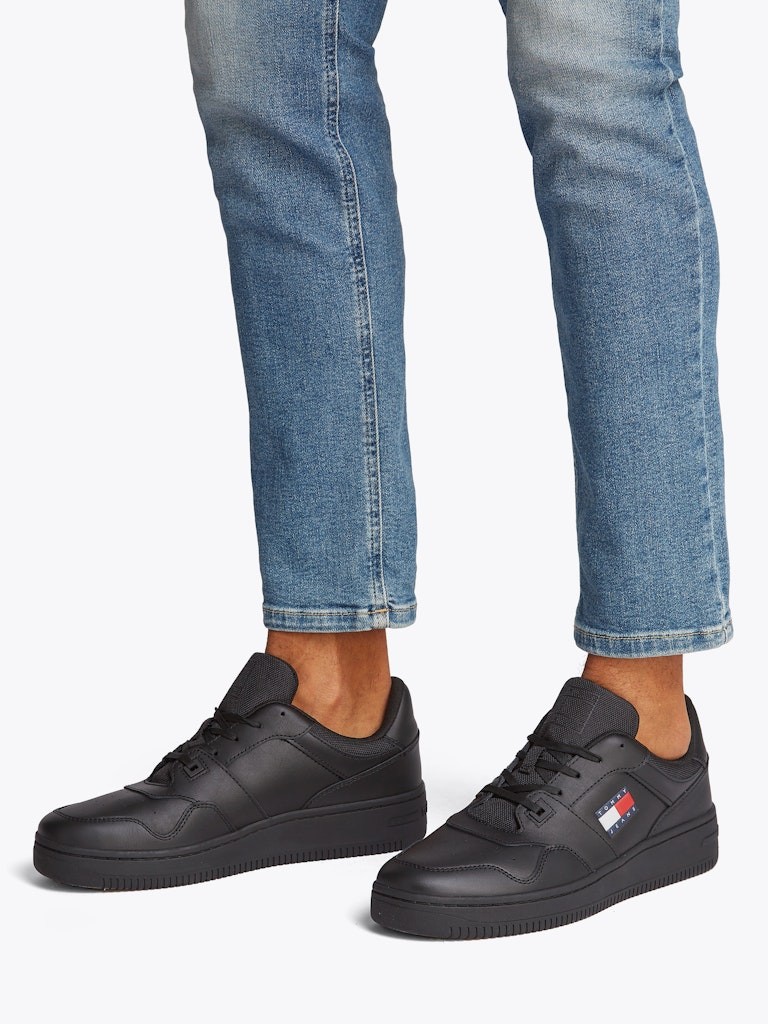 Tommy Hilfiger Retro Deri Sneaker Erkek Siyah Ayakkabı - EM0EM01395BDS