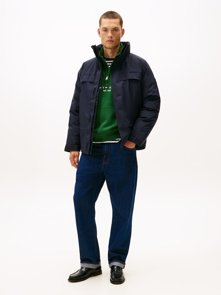 Tommy Hilfiger Erkek Tech Kapşonlu Lacivert Mont