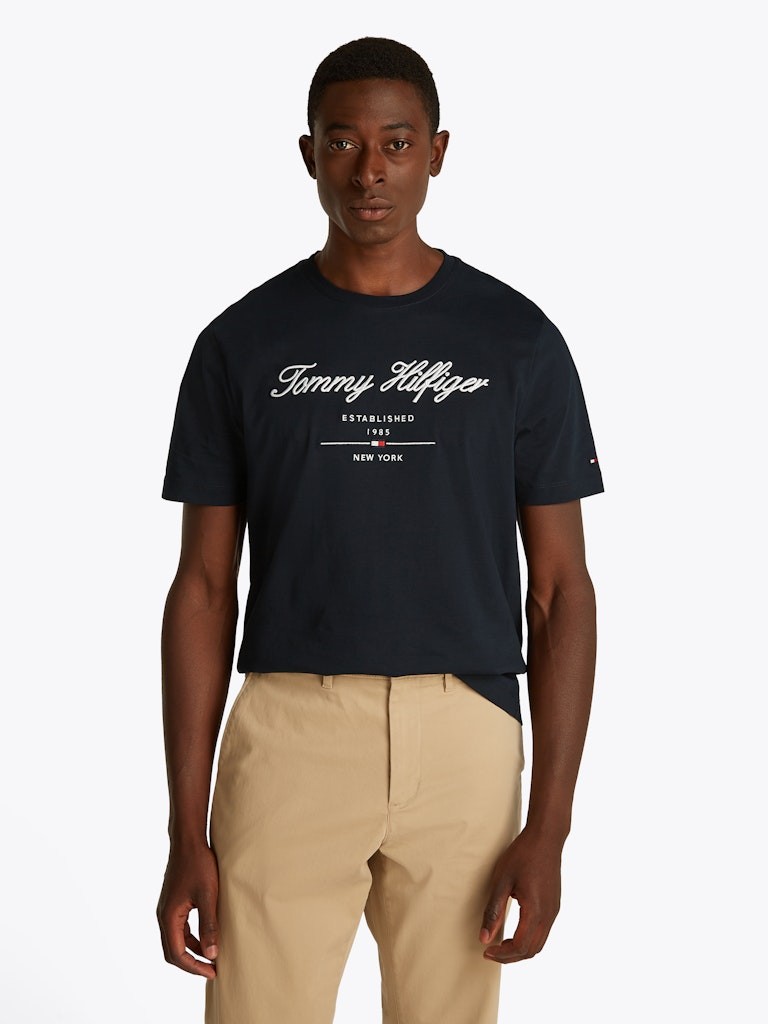 Tommy Hilfiger Rejeneratif Pamuk Lacivert Erkek Kısa Kollu T-Shirt - MW0MW33691DW5