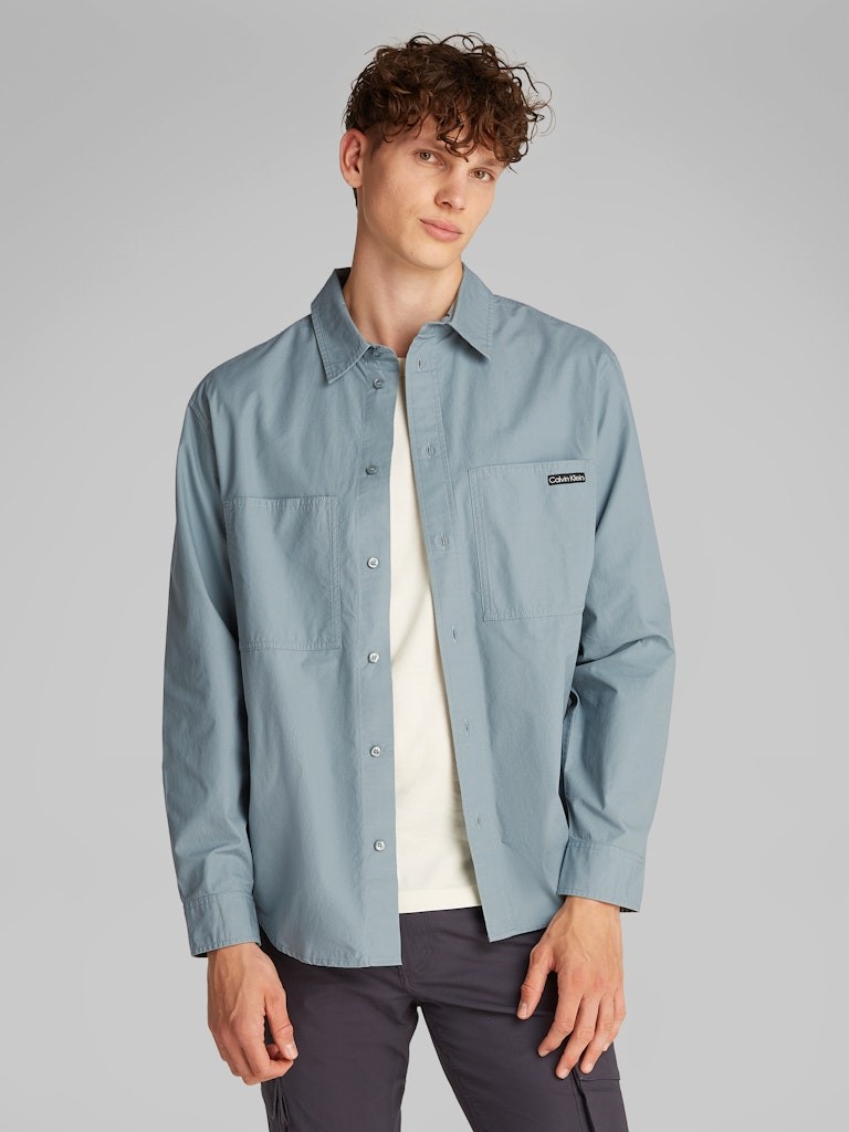 Calvin Klein Poplin Gri Erkek Uzun Kollu Gömlek - J30J326721PC2
