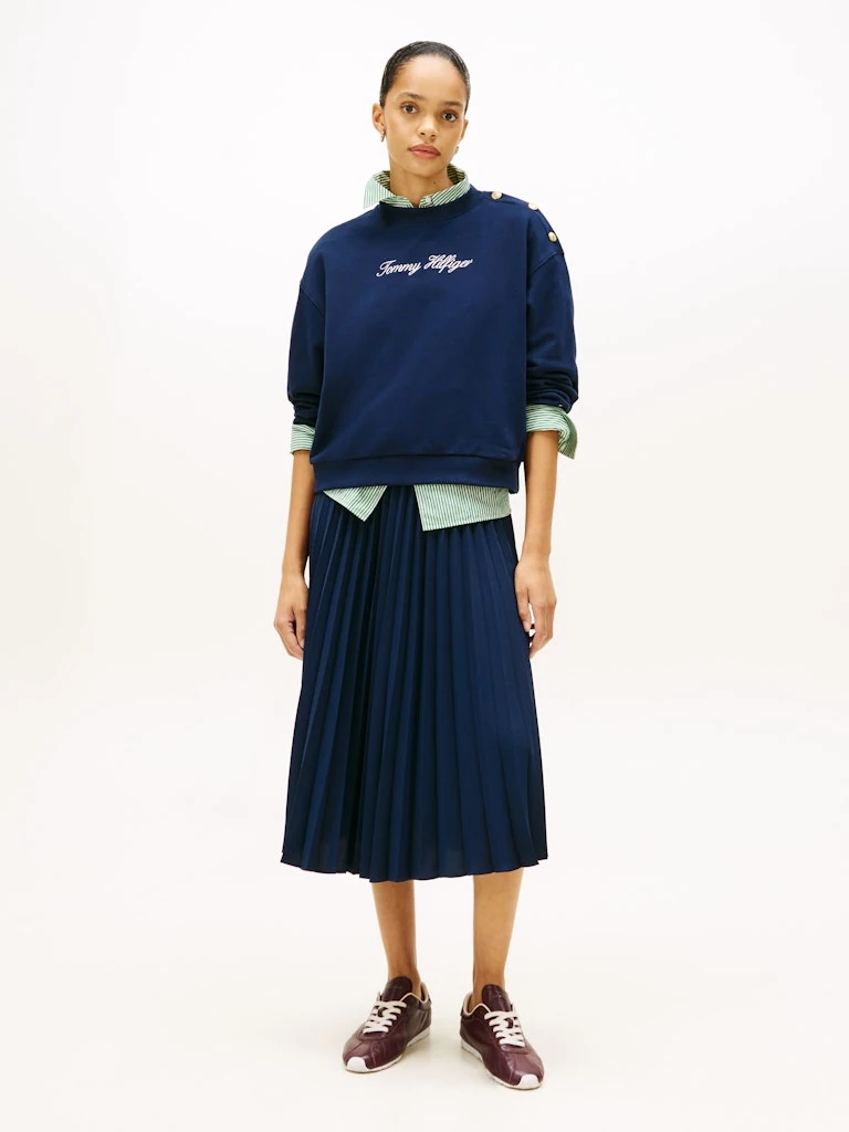 Tommy Hilfiger Kadın Lacivert Pamuk O Yaka Sweatshirt