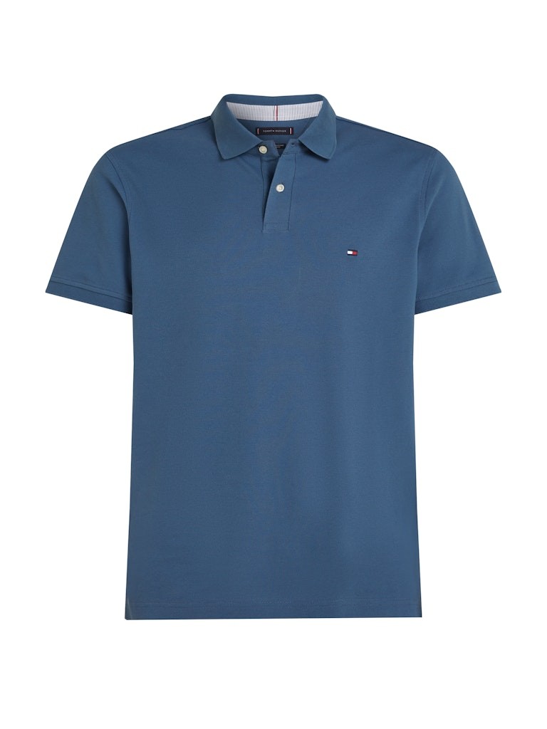 Tommy Hilfiger Organik Pamuk Mavi Erkek Kısa Kollu Düğmeli Polo Yaka T-Shirt - MW0MW17770DBZ