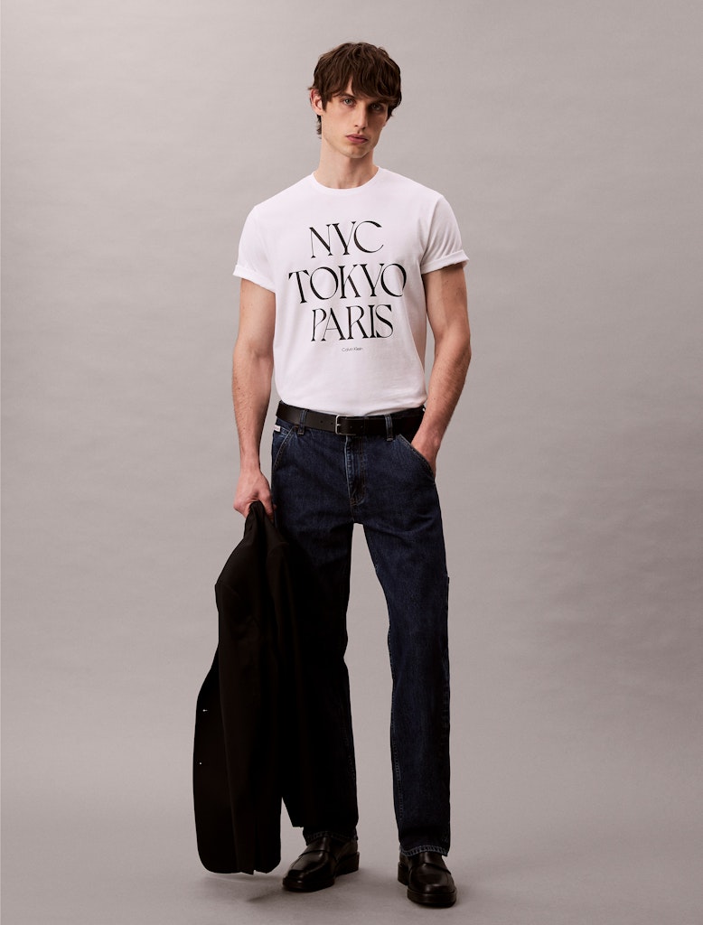 Calvin Klein Erkek Beyaz  O Yaka  T-Shirt