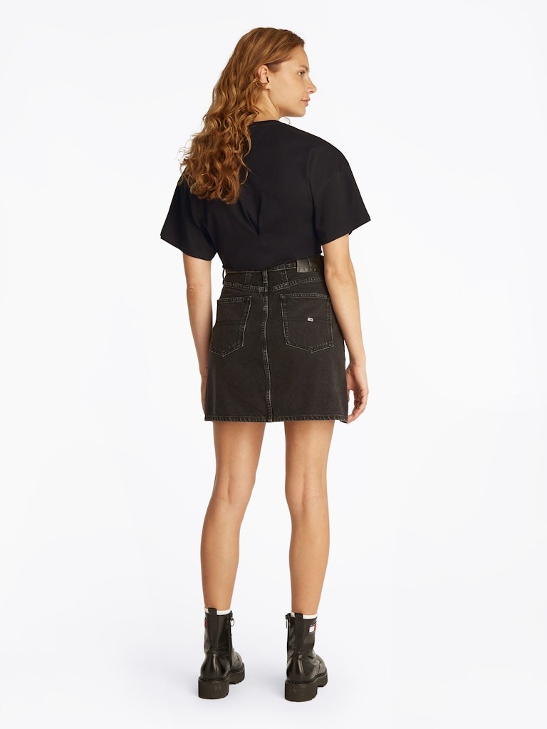 Tommy Hilfiger Rejeneratif Pamuk Siyah Kadın Kısa Kollu Crop T-Shirt - DW0DW20321BDS