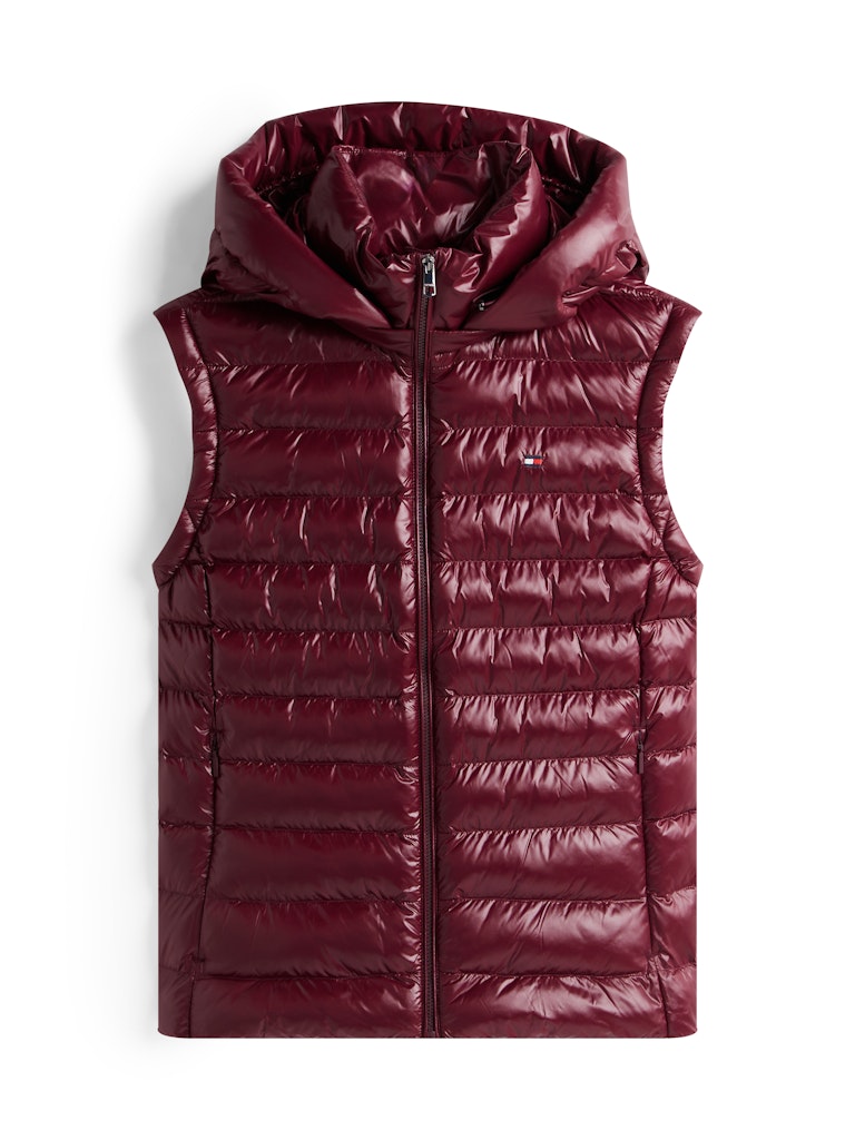Tommy Hilfiger Kadın Bordo Padded Kapşonlu Yelek