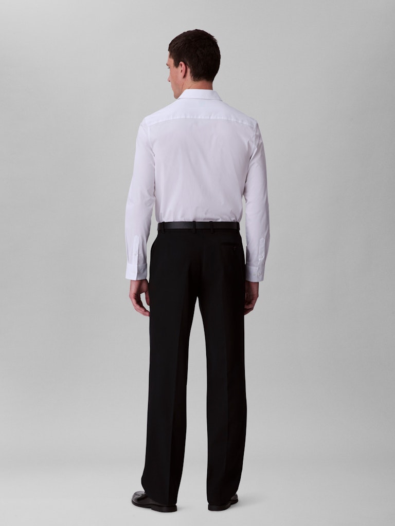 Calvin Klein Erkek Beyaz Poplin Dar Kesim Uzun Kollu Gömlek
