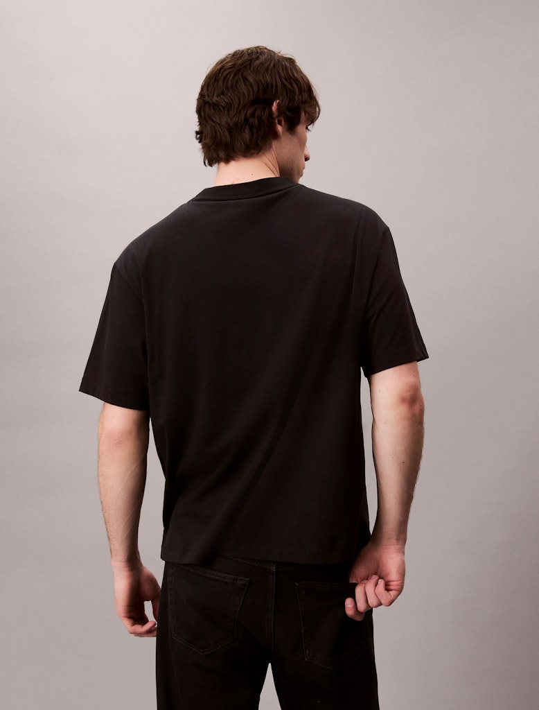 Calvin Klein Erkek Siyah O Yaka Logolu T-Shirt