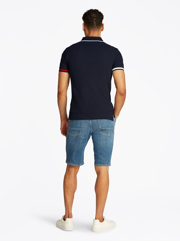 Tommy Hilfiger Organik Pamuk Lacivert Erkek Kısa Kollu Düğmeli Polo Yaka T-Shirt - MW0MW38458DW5