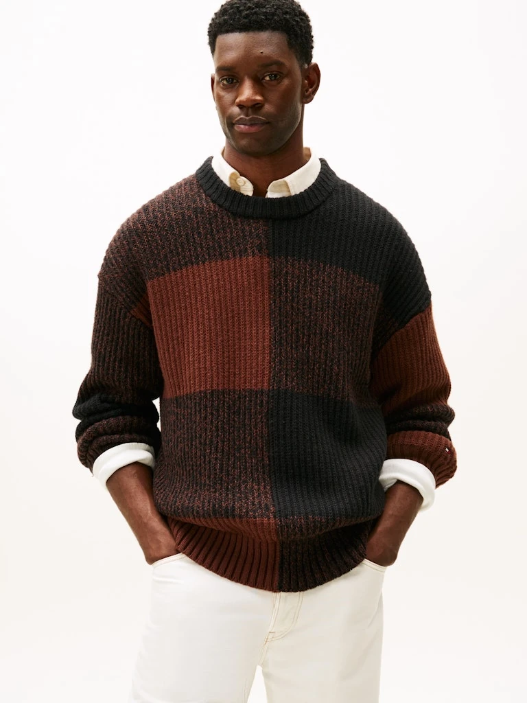 Tommy Hilfiger Erkek Kahverengi  O Yaka  Triko