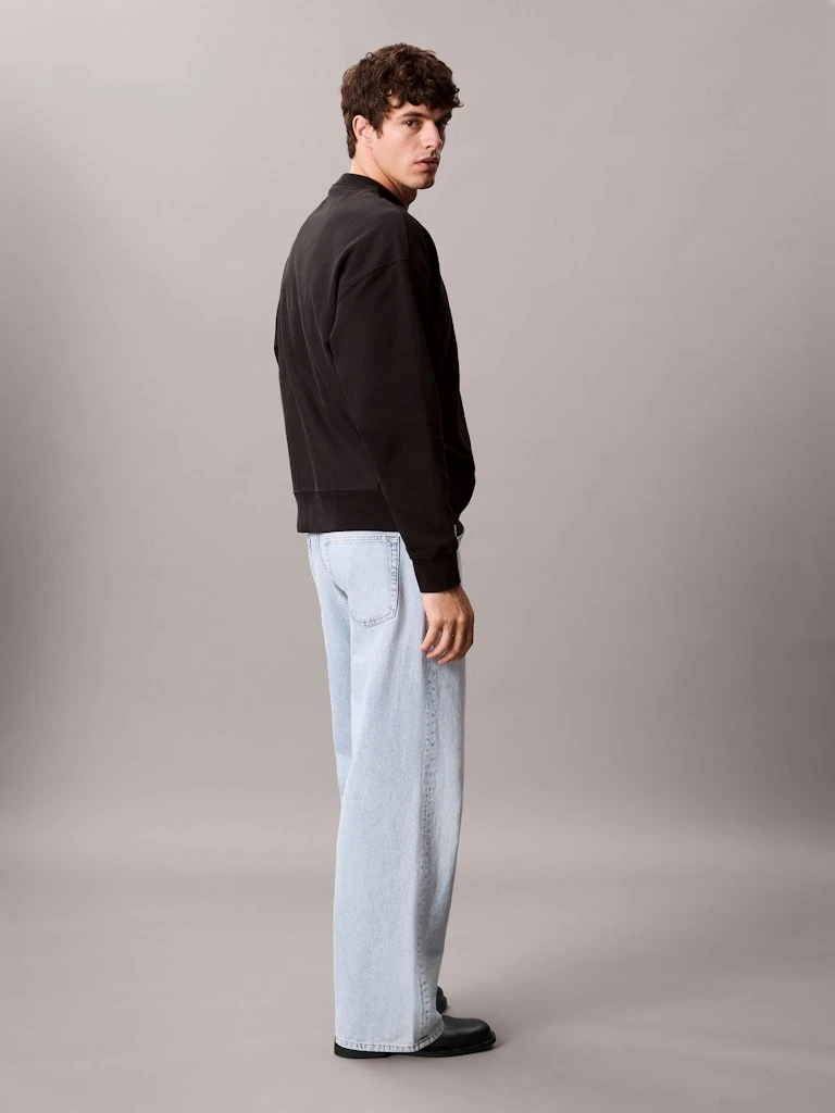 Calvin Klein Erkek Siyah Pamuk O Yaka Sweatshirt