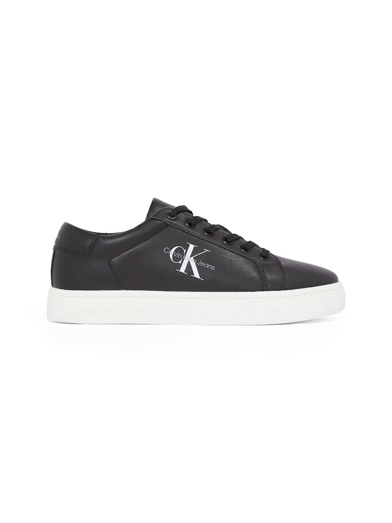 Calvin Klein Deri Siyah Erkek Kısa Taban Sneakers - YM0YM00491BDS