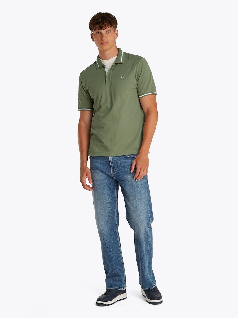 Tommy Hilfiger Rejeneratif Pamuk Yeşil Erkek Kısa Kollu Düğmeli Polo Yaka T-Shirt - DM0DM20745MR6
