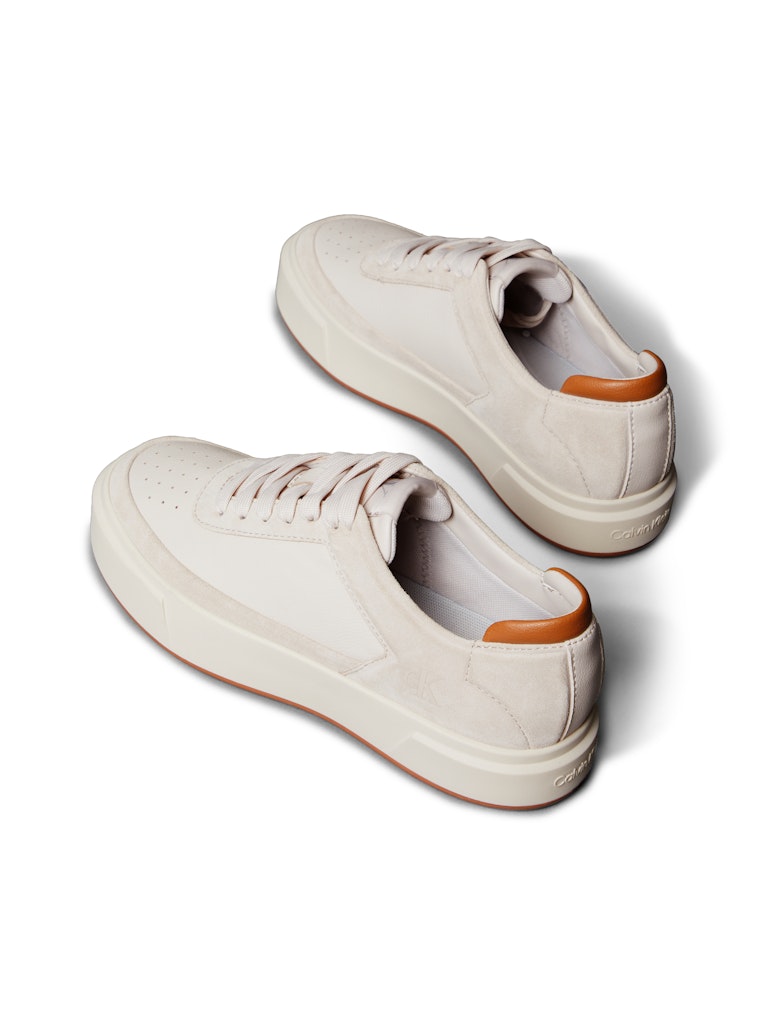 Calvin Klein Kadın Bej Deri Kısa Taban Basket Sneakers
