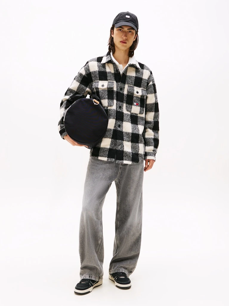 Tommy Hilfiger Erkek Yün Rahat Kesim Siyah Gömlek