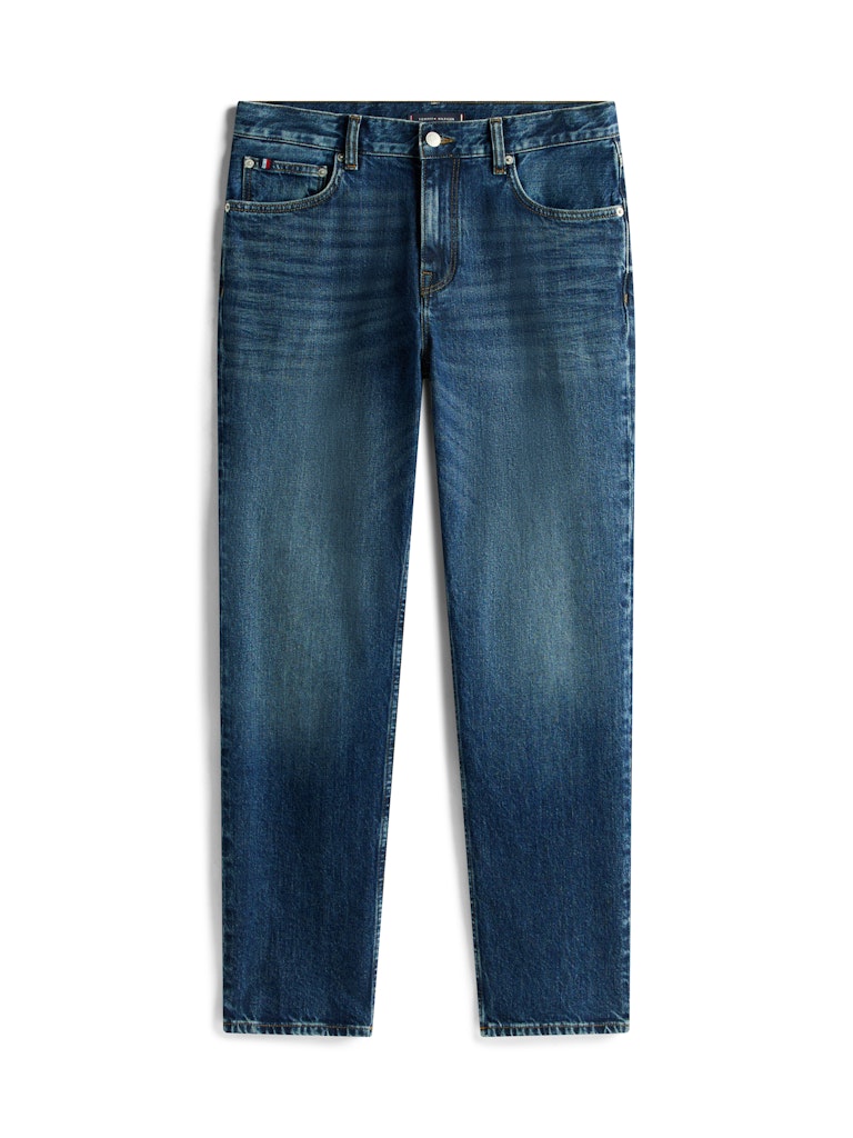 Tommy Hilfiger Erkek Mavi Düz Kesim Jean Pantolon