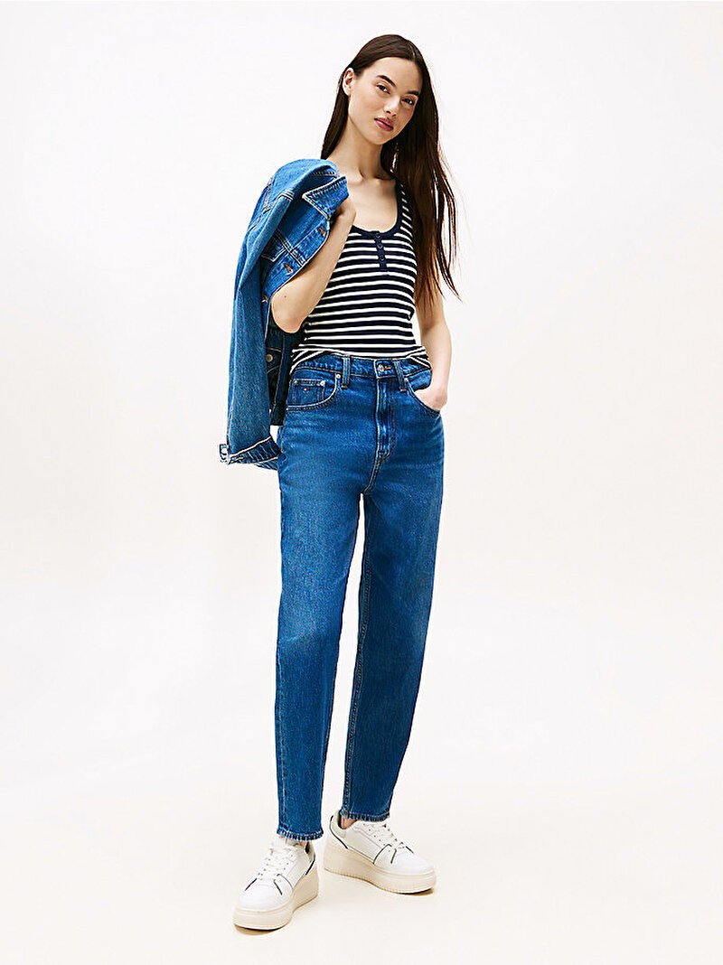 Tommy Hilfiger Denim Mavi Kadın Tapered Mom Jean Pantolon