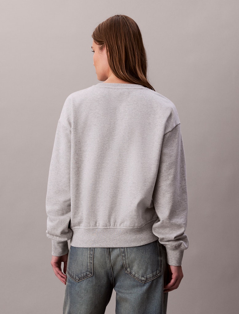 Calvin Klein Kadın Gri Pamuk O Yaka  Sweatshirt